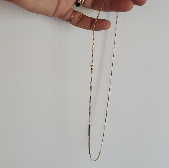 14k solid yellow gold curb chain necklace